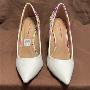 Christian Siriano White Floral Women's Heels